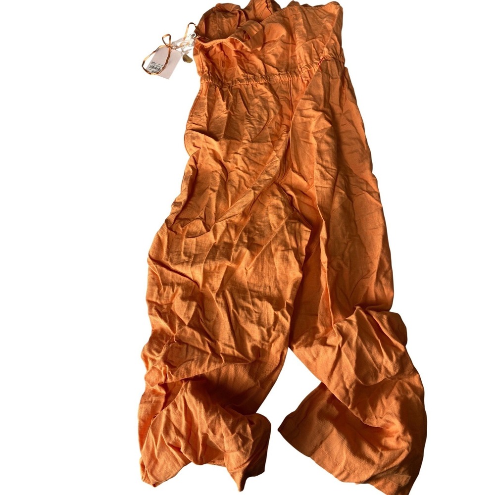 NWT LC Lauren Conrad Orange Square Neck‎ Wide Leg Jumpsuit Size XS new